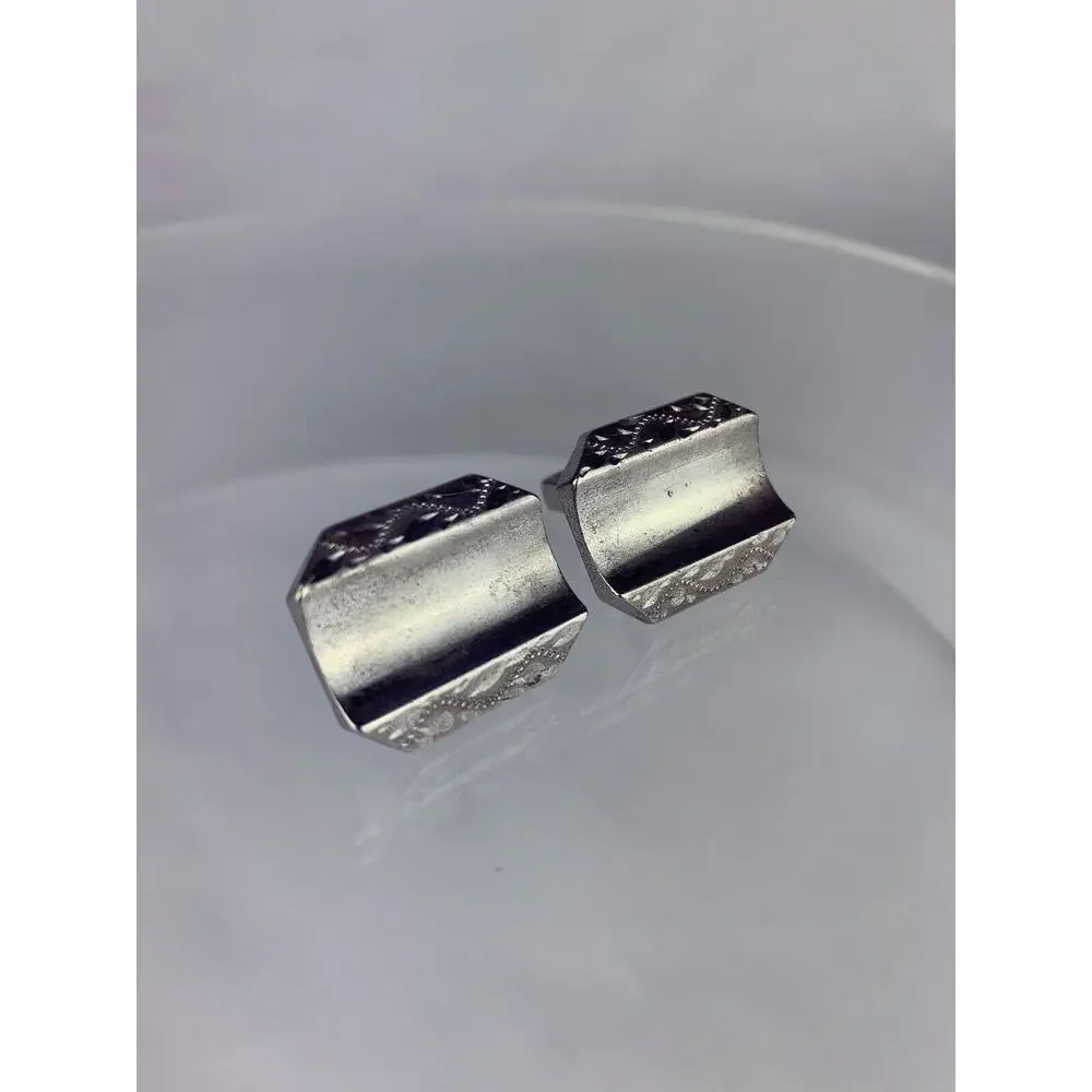 Large Sterling Silver Cufflinks Anson Engravable Statement Heavy 26.5g VTG M1